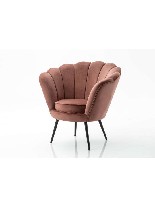 Fauteuil  Coquillage velours rose
