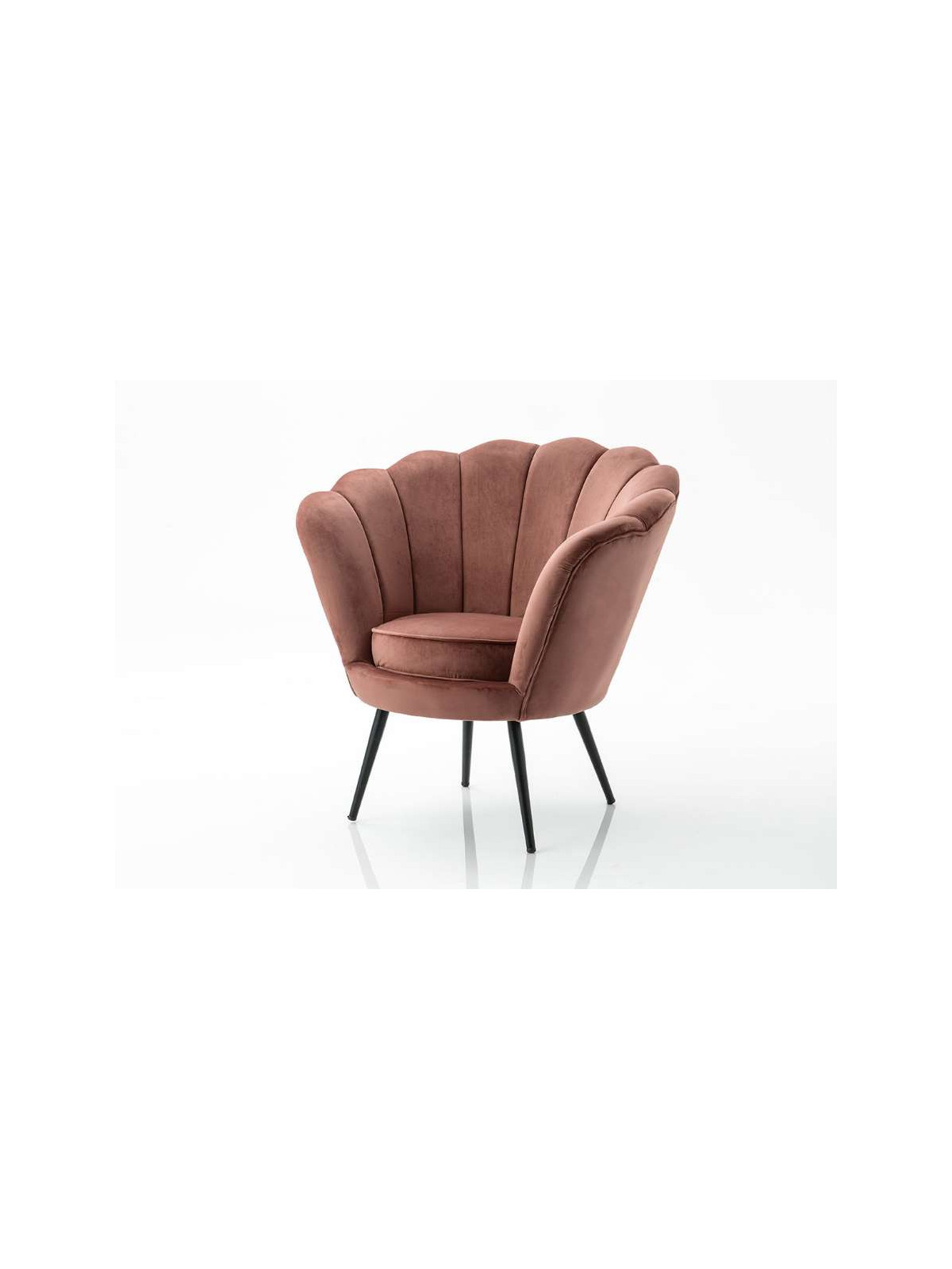 Fauteuil  Coquillage velours rose