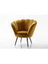 Fauteuil  Coquillage velours moutarde