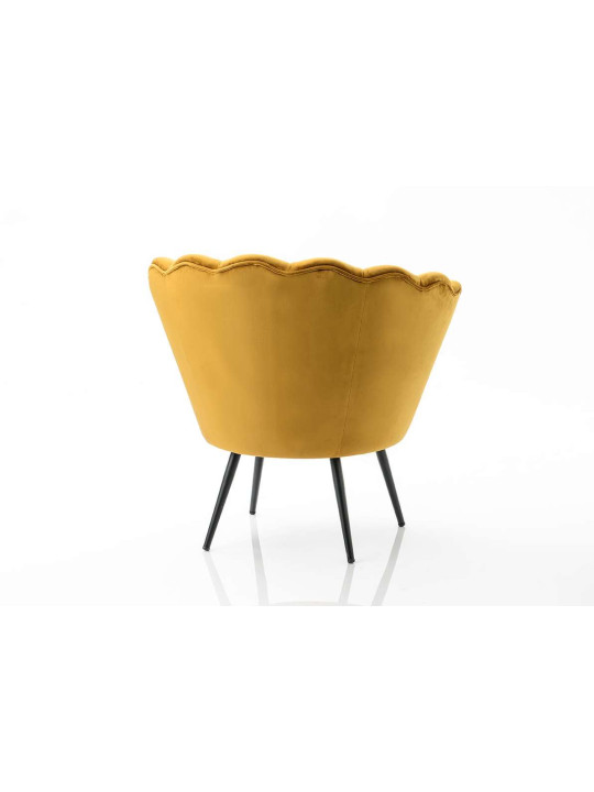 Fauteuil  Coquillage velours moutarde