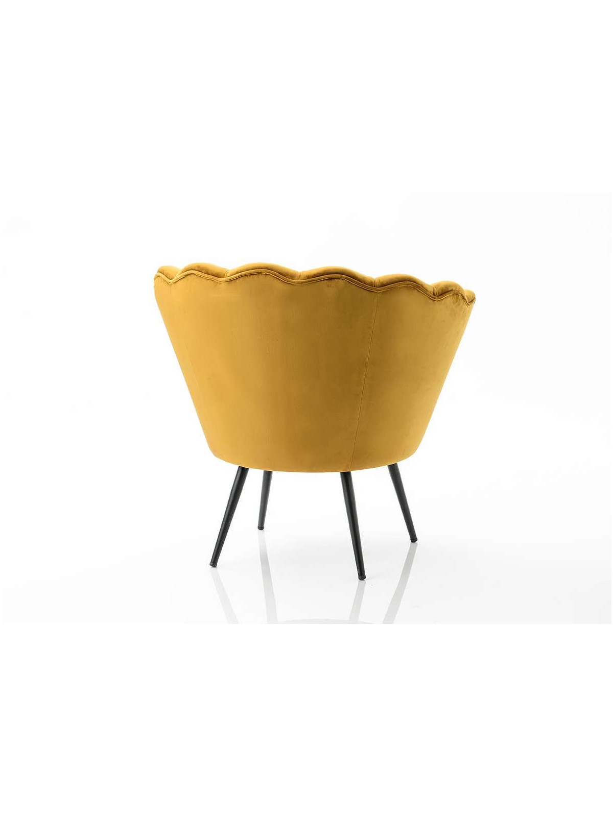 Fauteuil  Coquillage velours moutarde