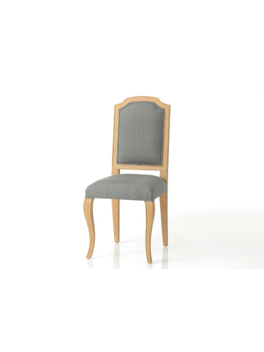 Chaise Louis XVI cérusée velours gris galbée