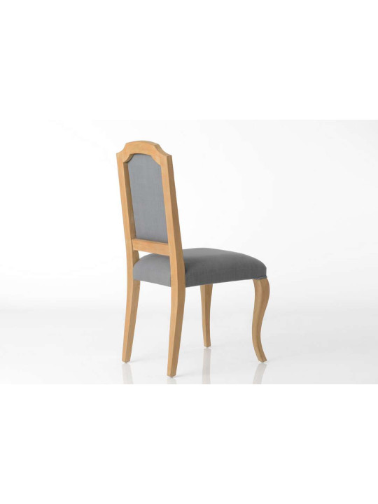 Chaise Louis XVI cérusée velours gris galbée