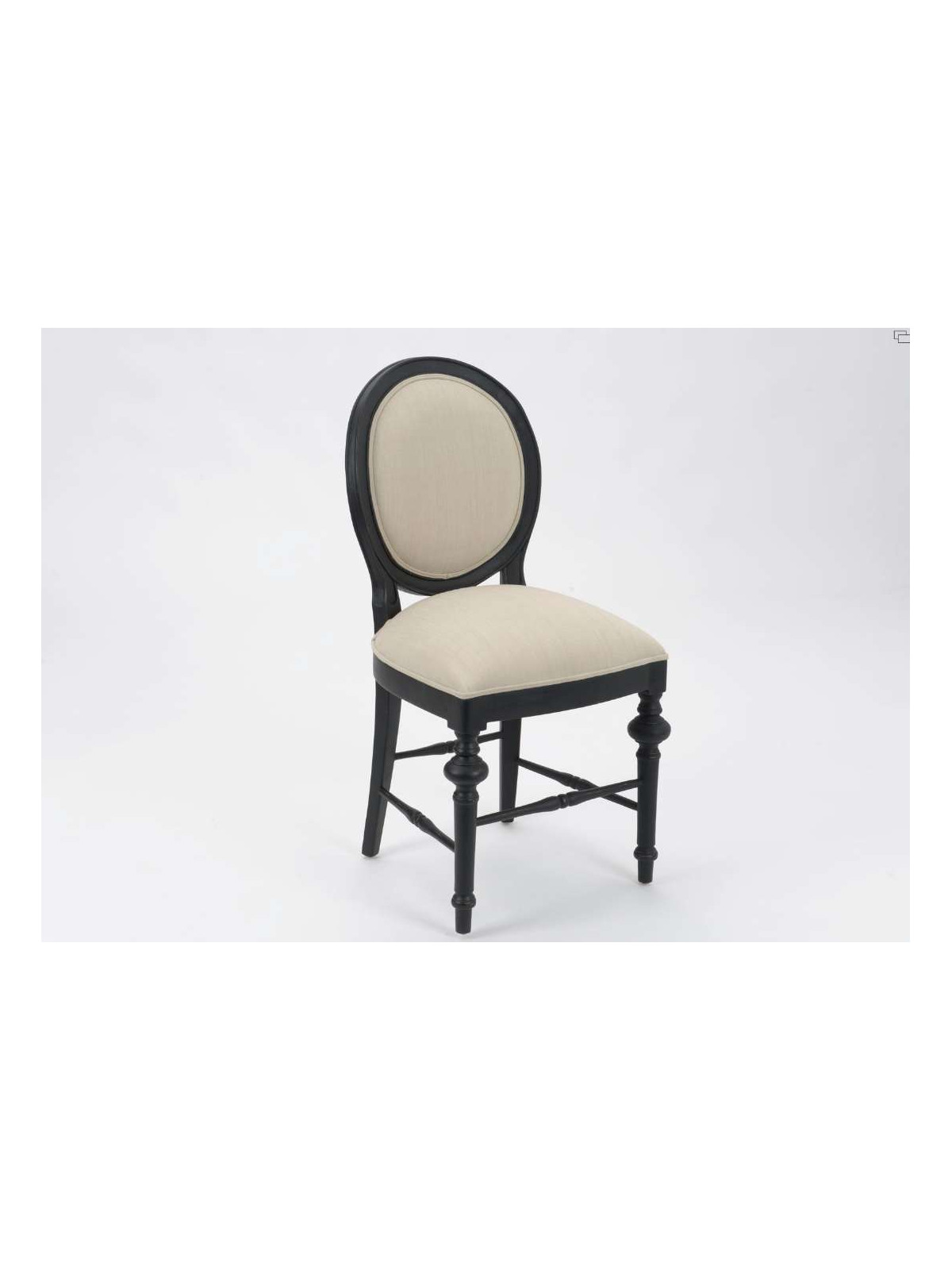 Chaise médaillon noire et lin