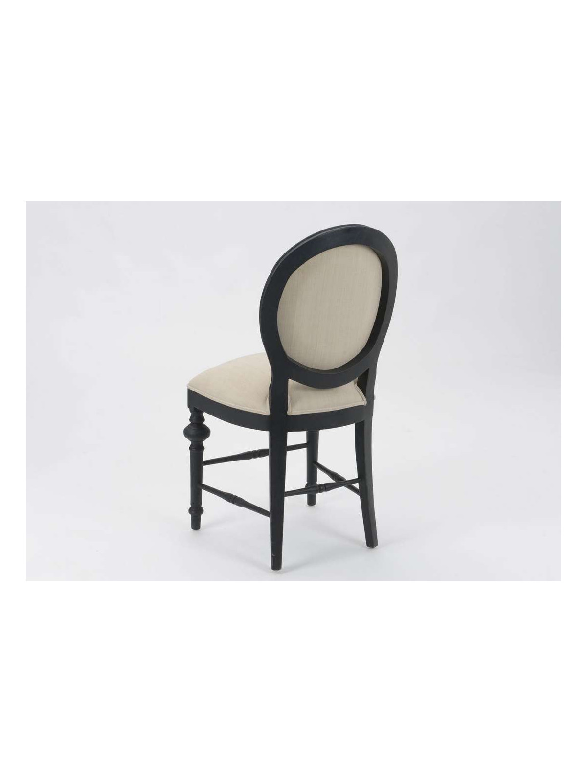 Chaise médaillon noire et lin