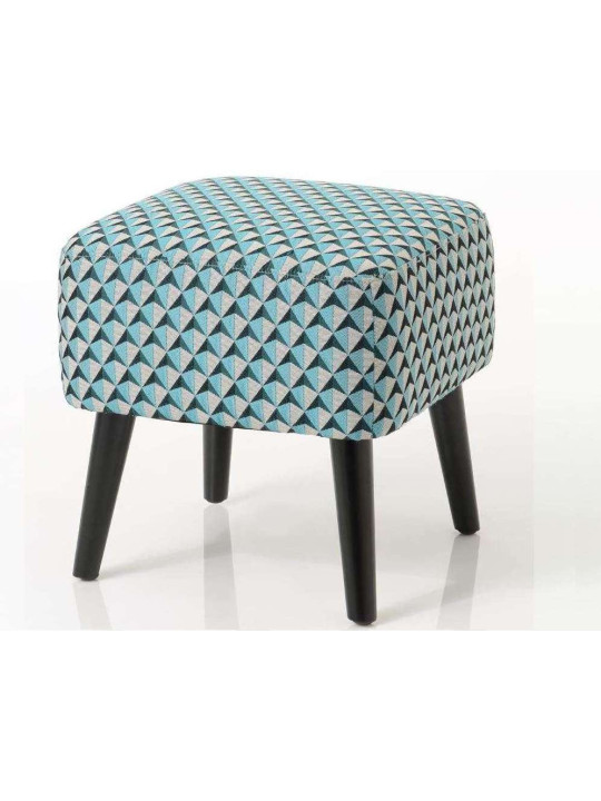 Tabouret emeraude et gris tapissé Amadeus