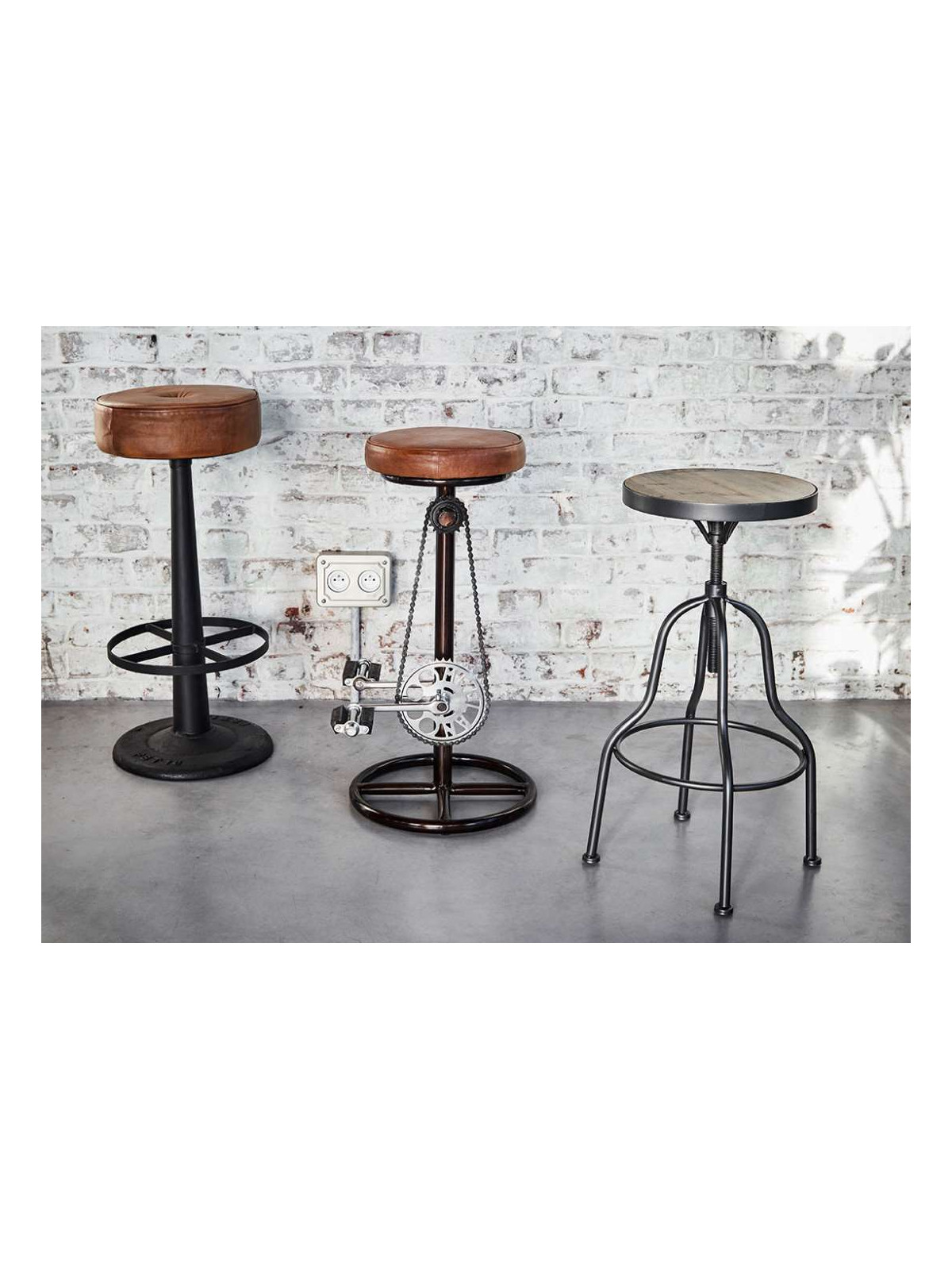 Tabouret de bar Vintage bois et métal