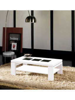 Table basse rectangulaire blanche et noire Laquée