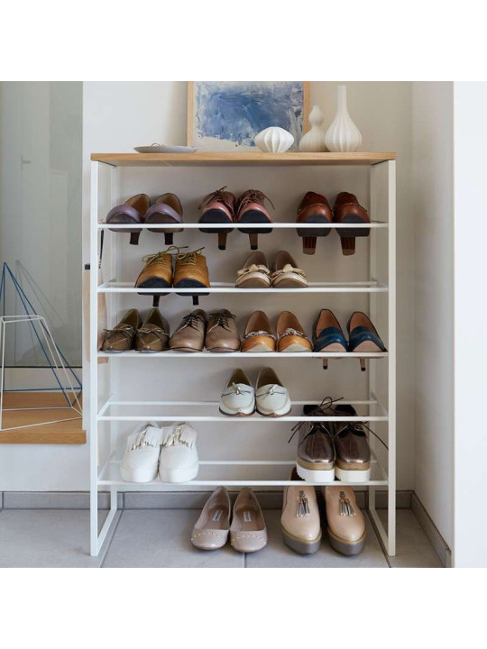 Rangement pour chaussures blanc et bois naturel