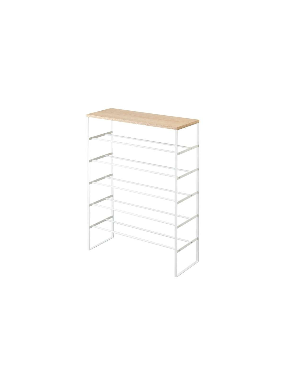 Rangement pour chaussures en bois et métal blanc Tower - Yamazaki