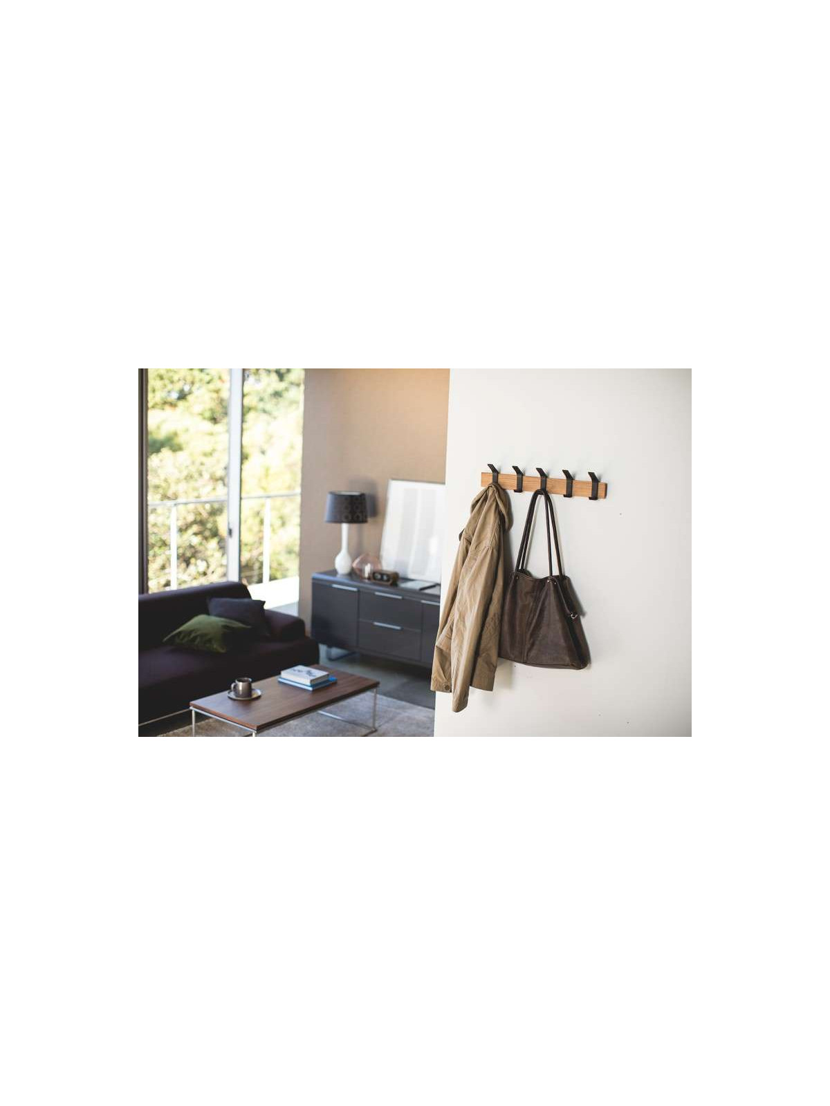 Porte manteau noir alu et bois