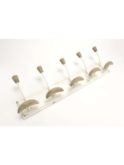 Porte manteaux blanc cérusé 5 patères