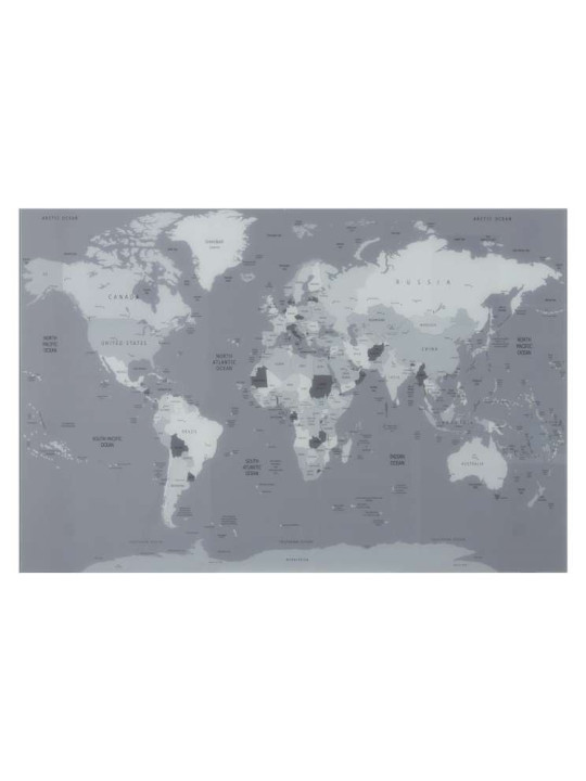 Décoration Murale Planisphere Verre Gris