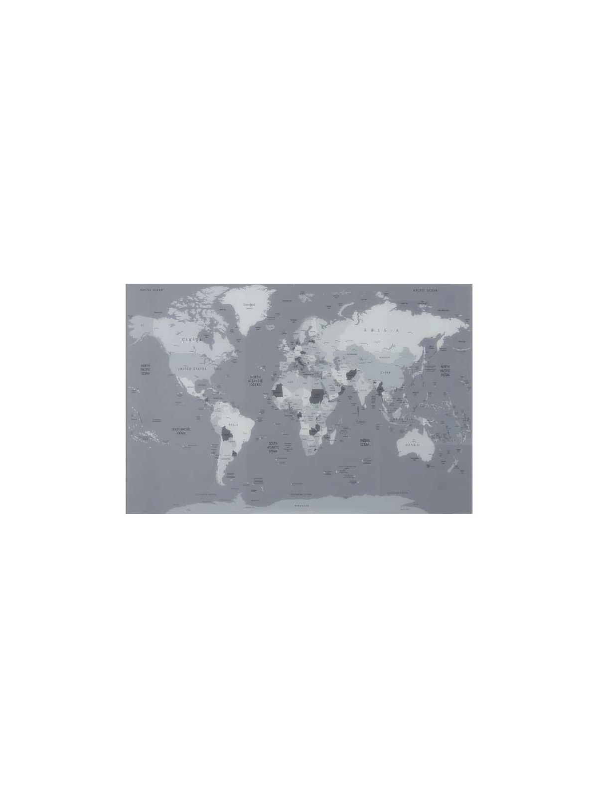 Décoration Murale Planisphere Verre Gris