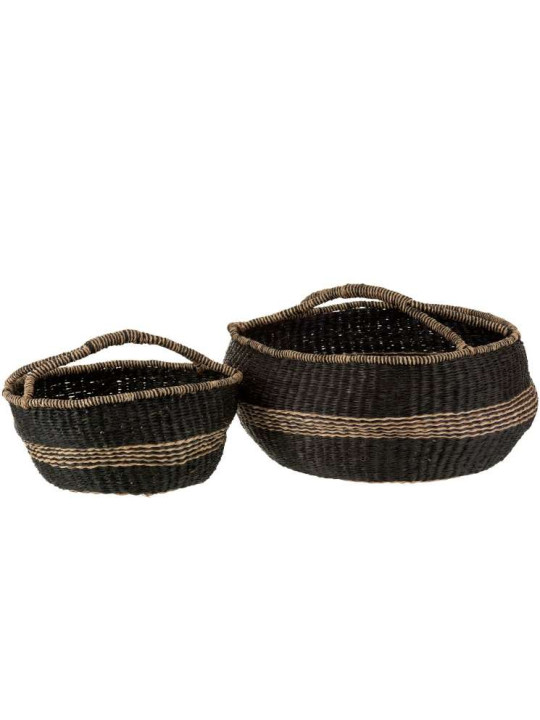 Set 2 Paniers Ronds Zostère Noir