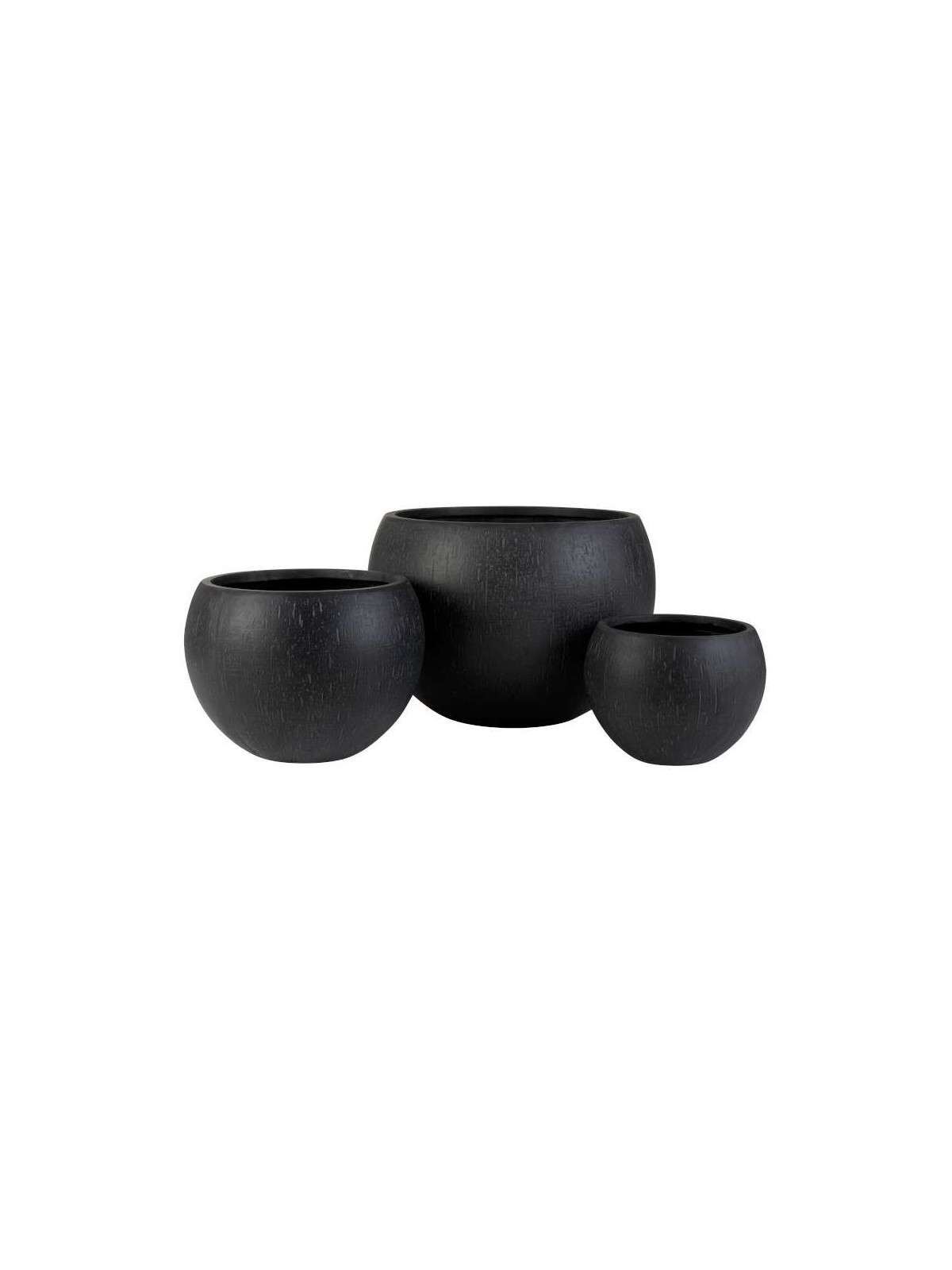 Set 3 Cache-pots Ronds Argile Noir