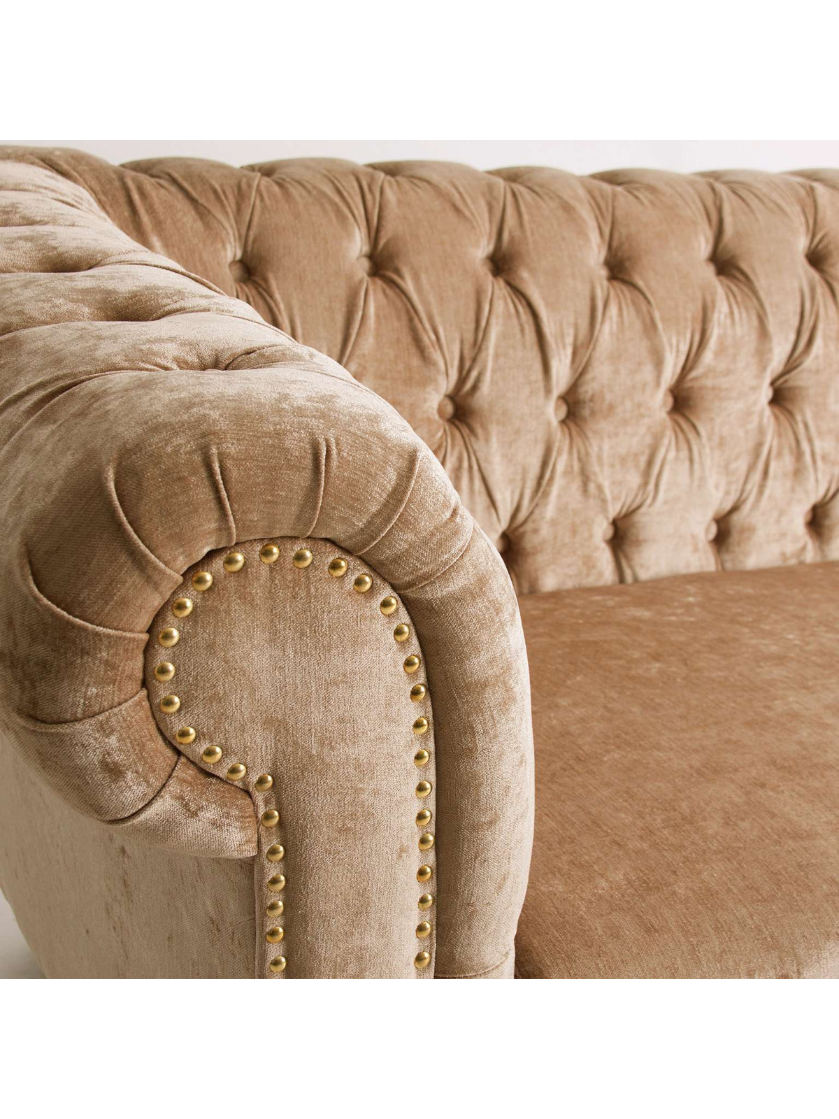 Canapé capitonné chesterfield beige chic