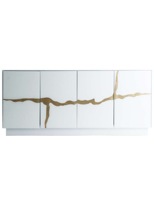 Buffet rectangulaire Cesis blanc et doré vical home