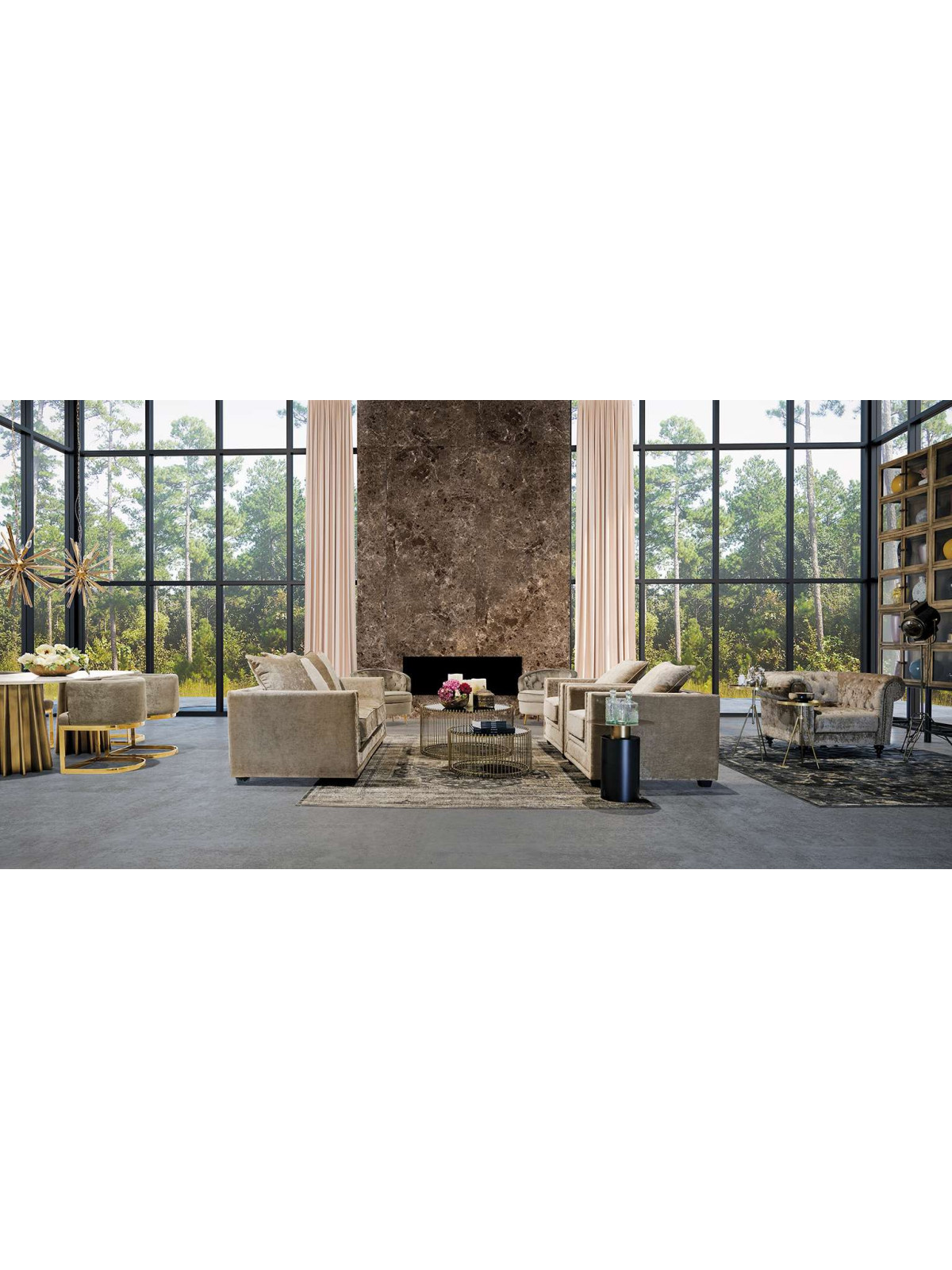 Canapé velours beige moderne
