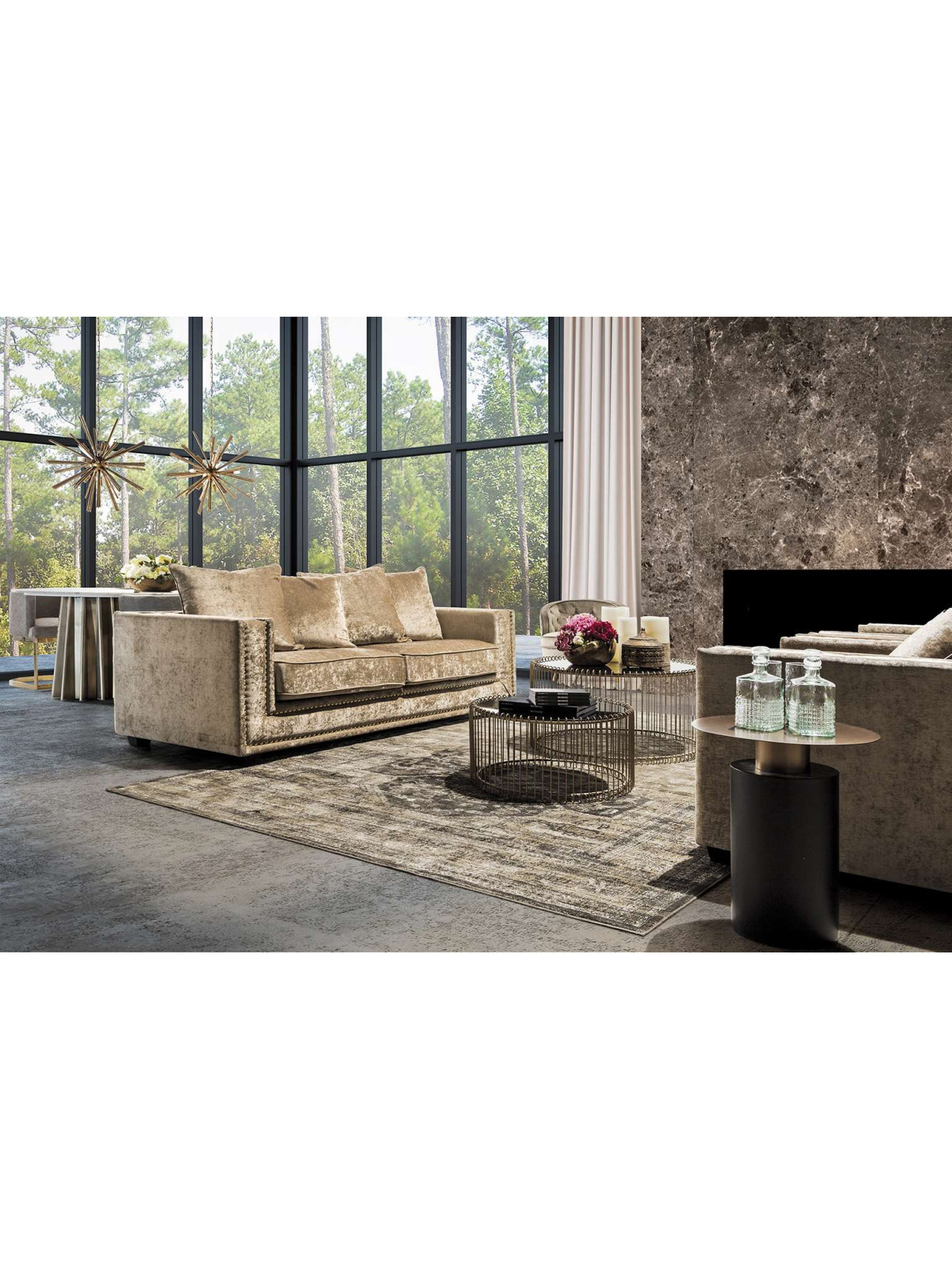 Canapé velours beige moderne