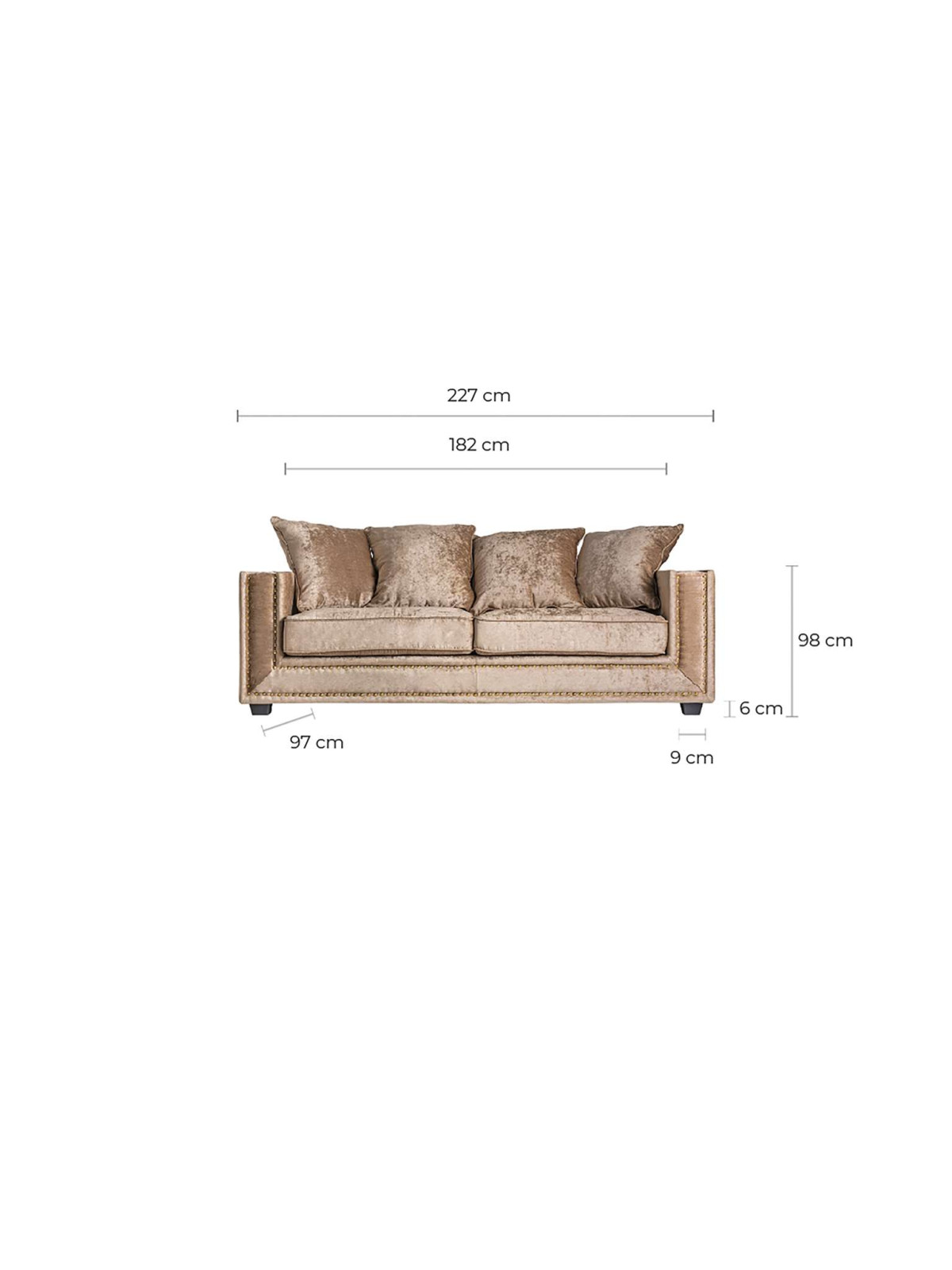 Canapé velours beige moderne