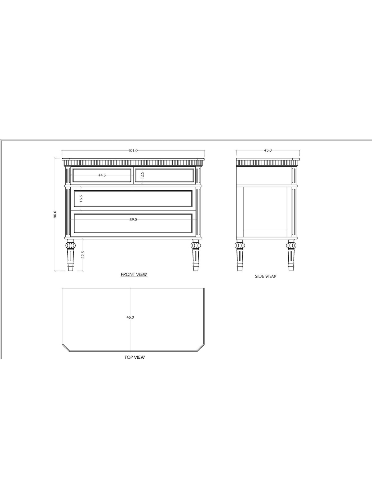 Commode Blanche 4 tiroirs Amadeus
