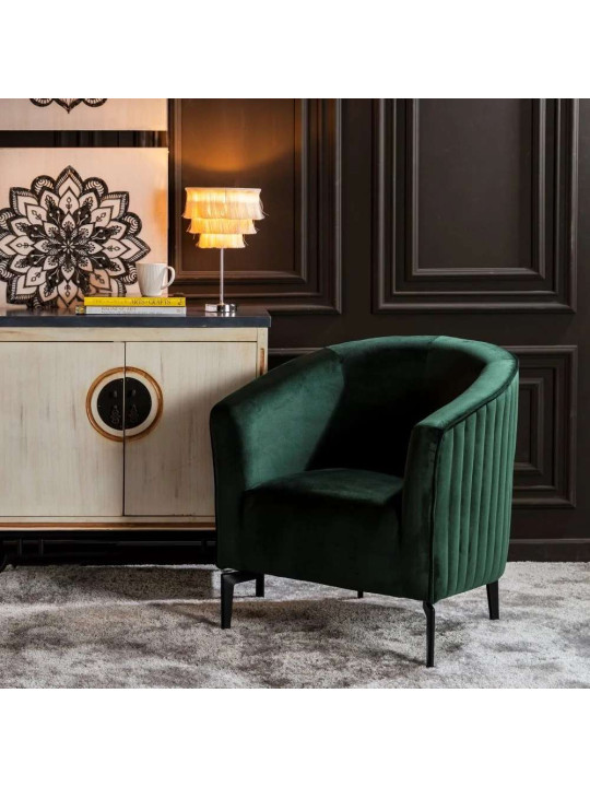 Fauteuil vert foncé arrondi chic