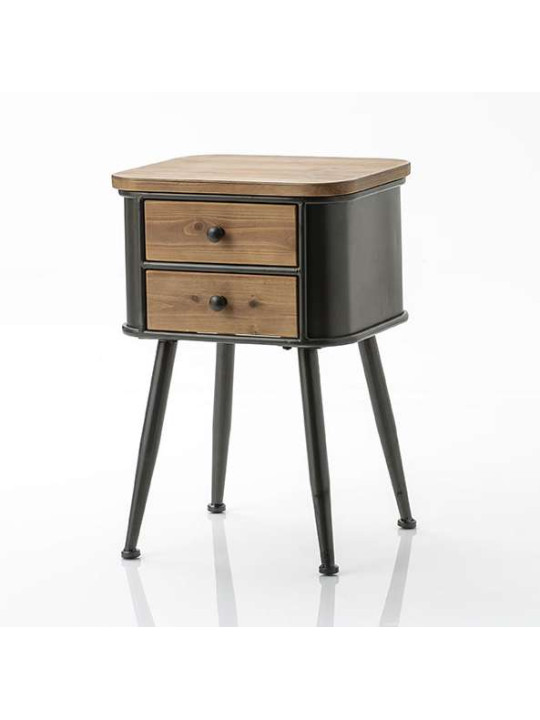 Table de chevet Eugène bois et métal Amadeus