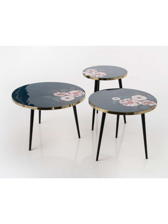 Set de 3 tables basses Floral Amadeus