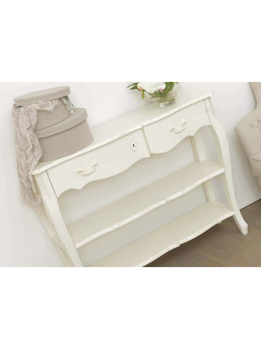 Console galbée bois blanc 2n Harpe