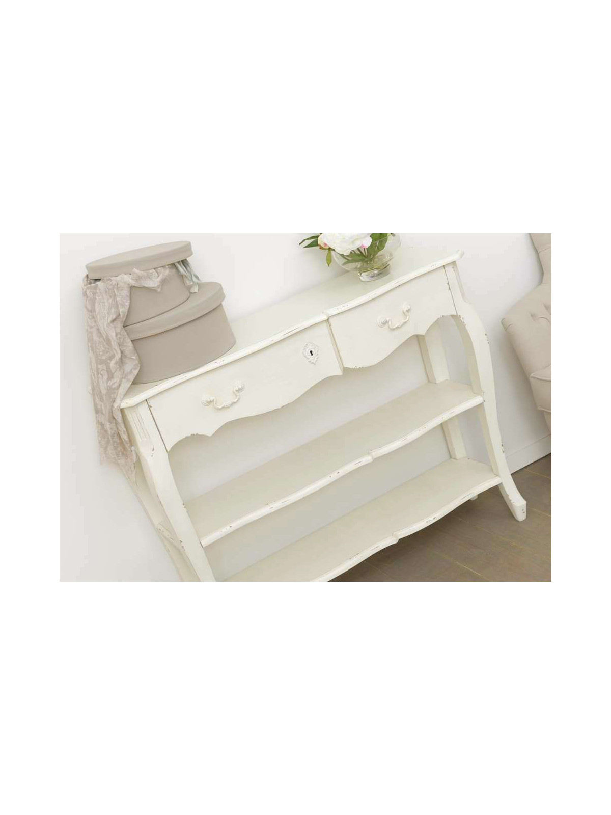 Console galbée bois blanc 2n Harpe