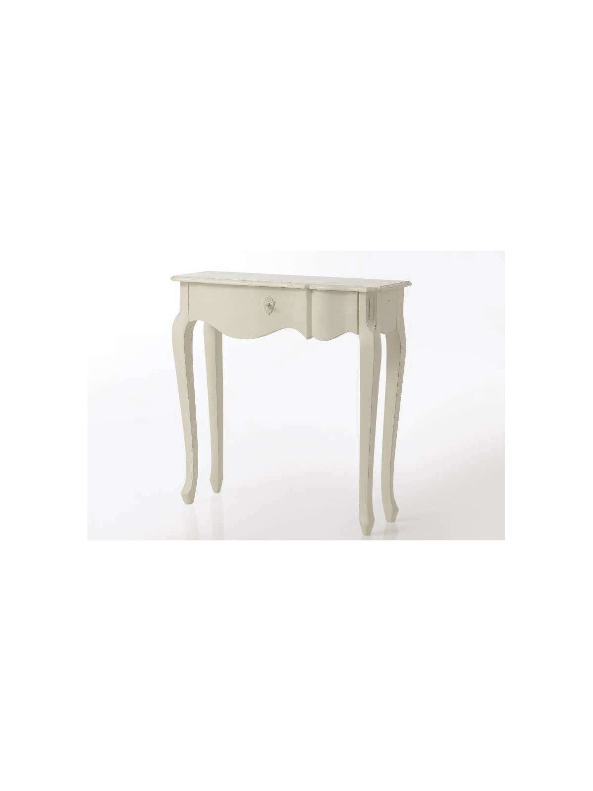 Console bois blanc galbée Harpe