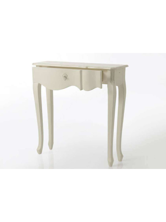 Console bois blanc galbée Harpe