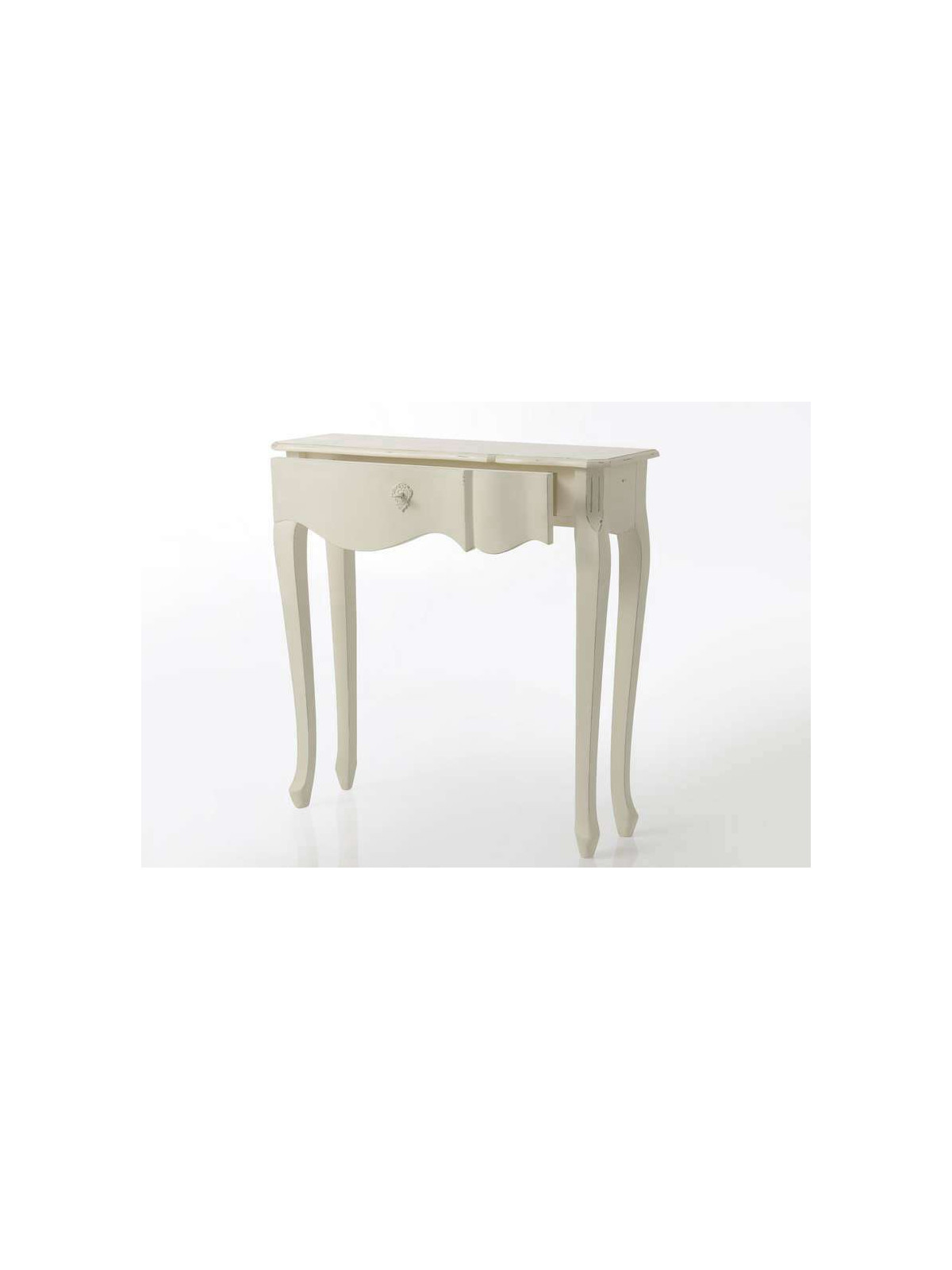 Console bois blanc galbée Harpe