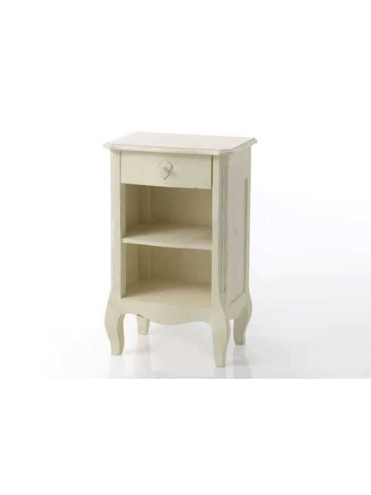 Table de chevet blanche patinée Harpe