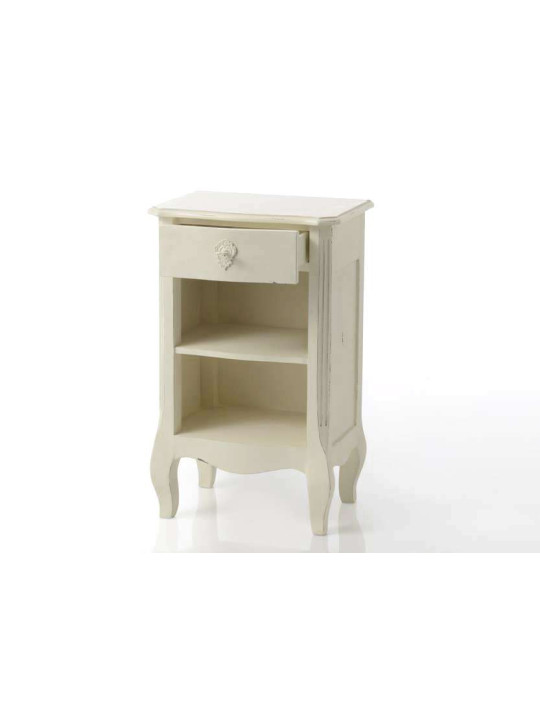 Table de chevet blanche patinée Harpe
