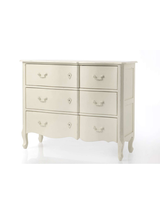 Commode bois blanc 6 tiroirs Harpe