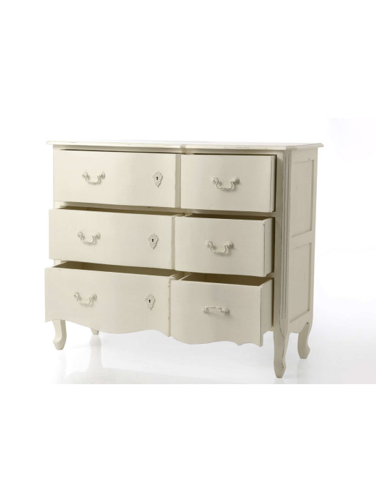 Commode bois blanc 6 tiroirs Harpe