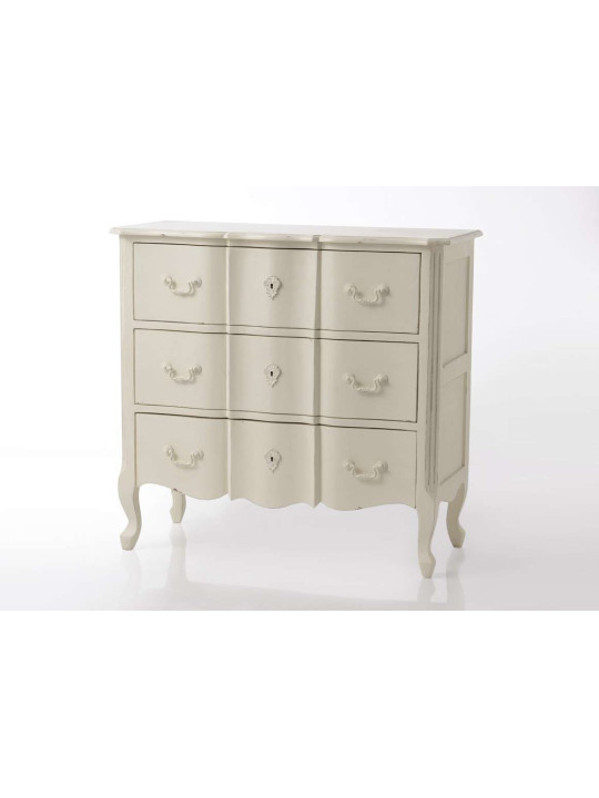 Commode bois blanc 3 tiroirs Harpe
