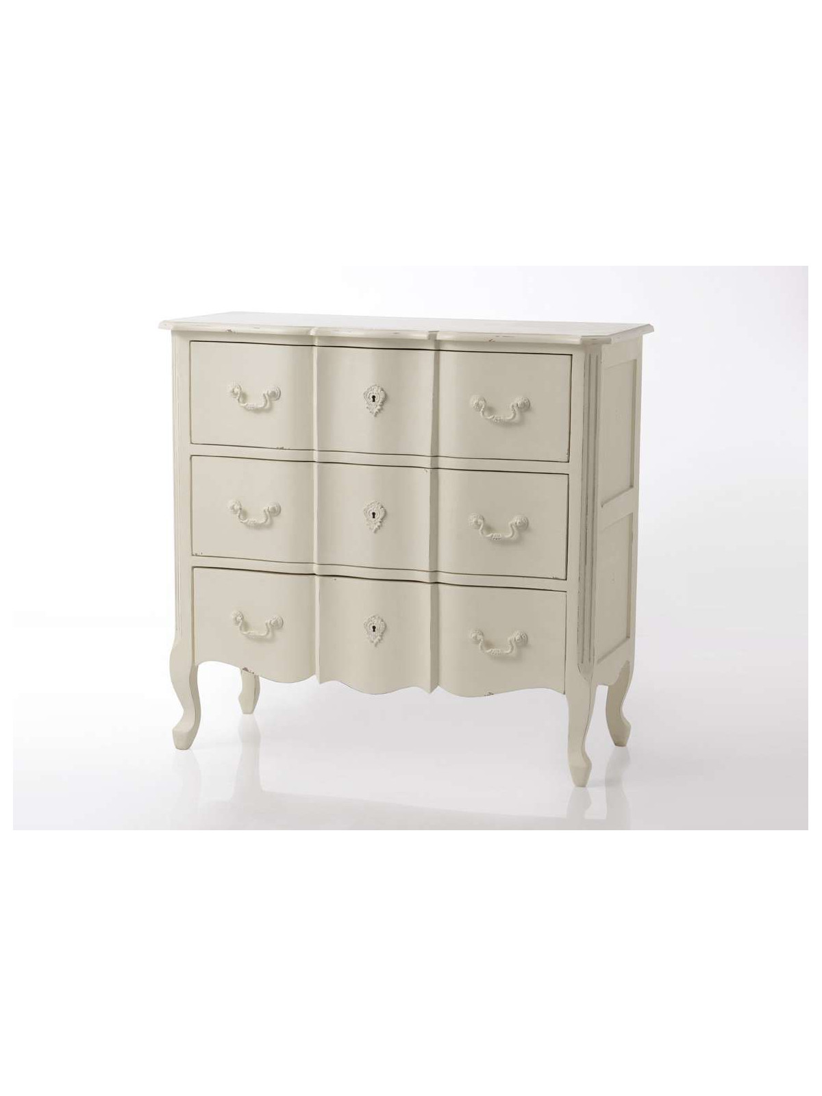 Commode bois blanc 3 tiroirs Harpe