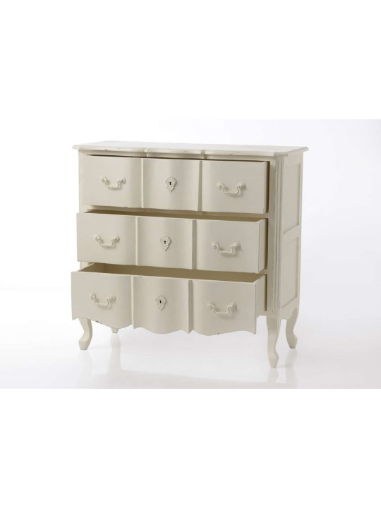 Commode bois blanc 3 tiroirs Harpe