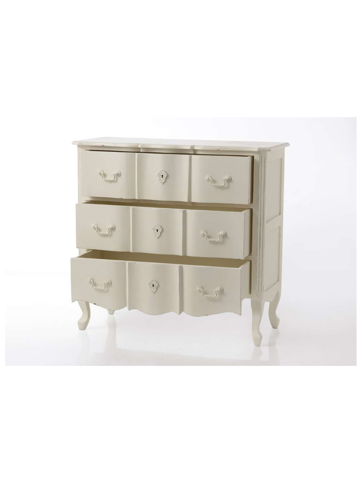 Commode bois blanc 3 tiroirs Harpe