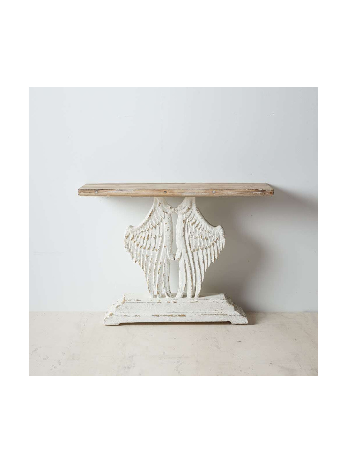 Console en bois blanc vieilli