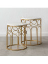 Lot de 2 tables basses gigognes blanche et or