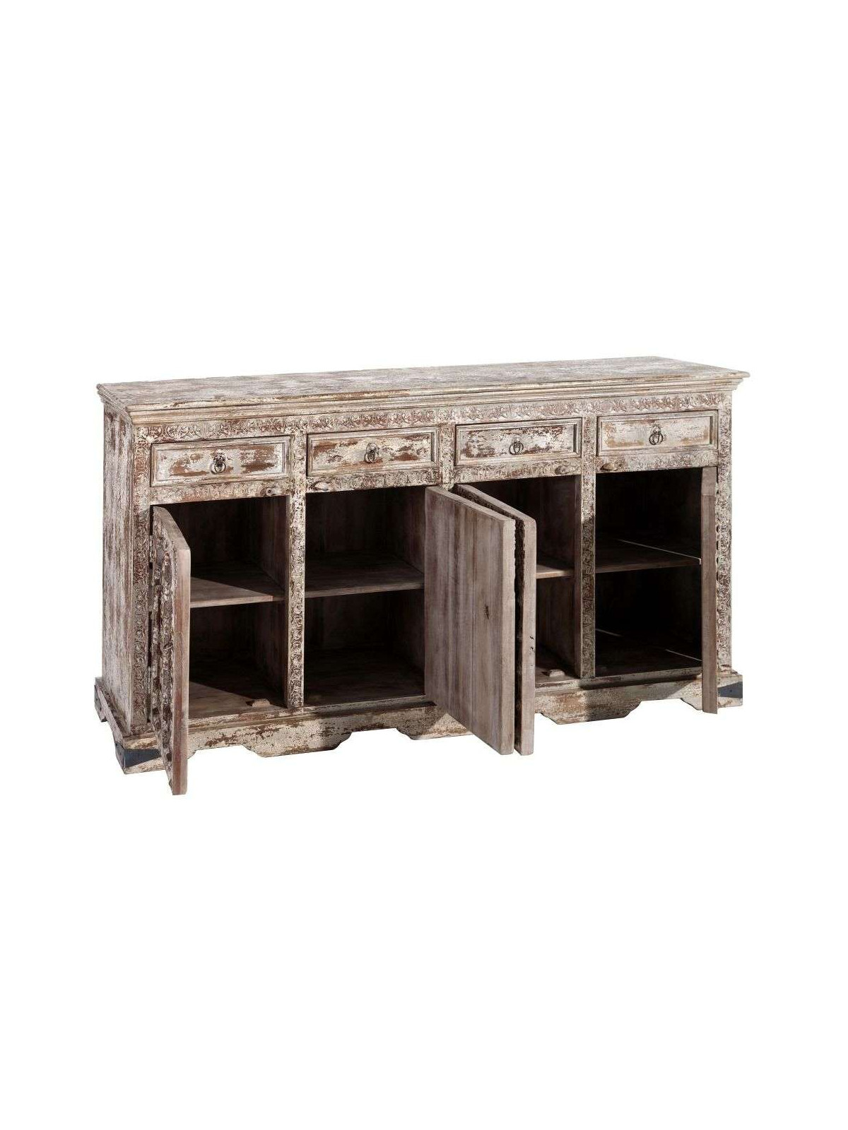 Buffet sculpté Rajhastan en bois massif