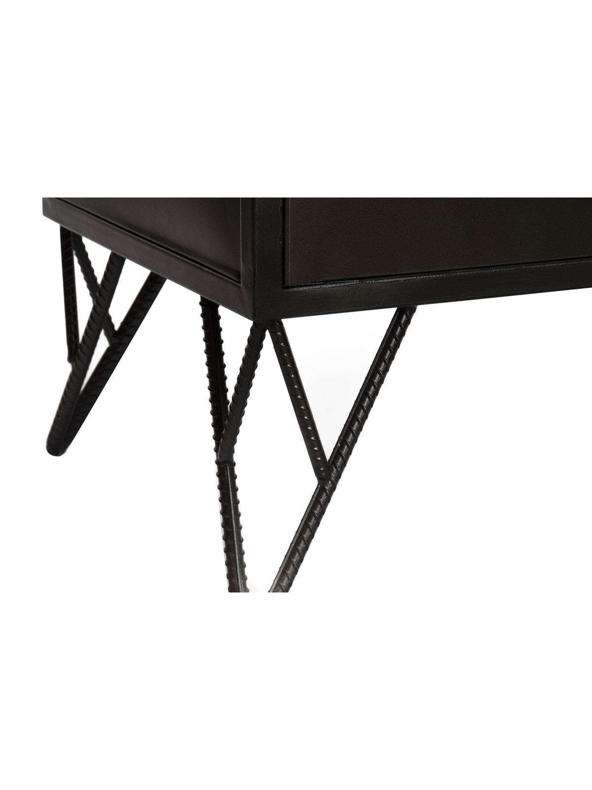 Grand buffet industriel 160 cm métal noir et bois