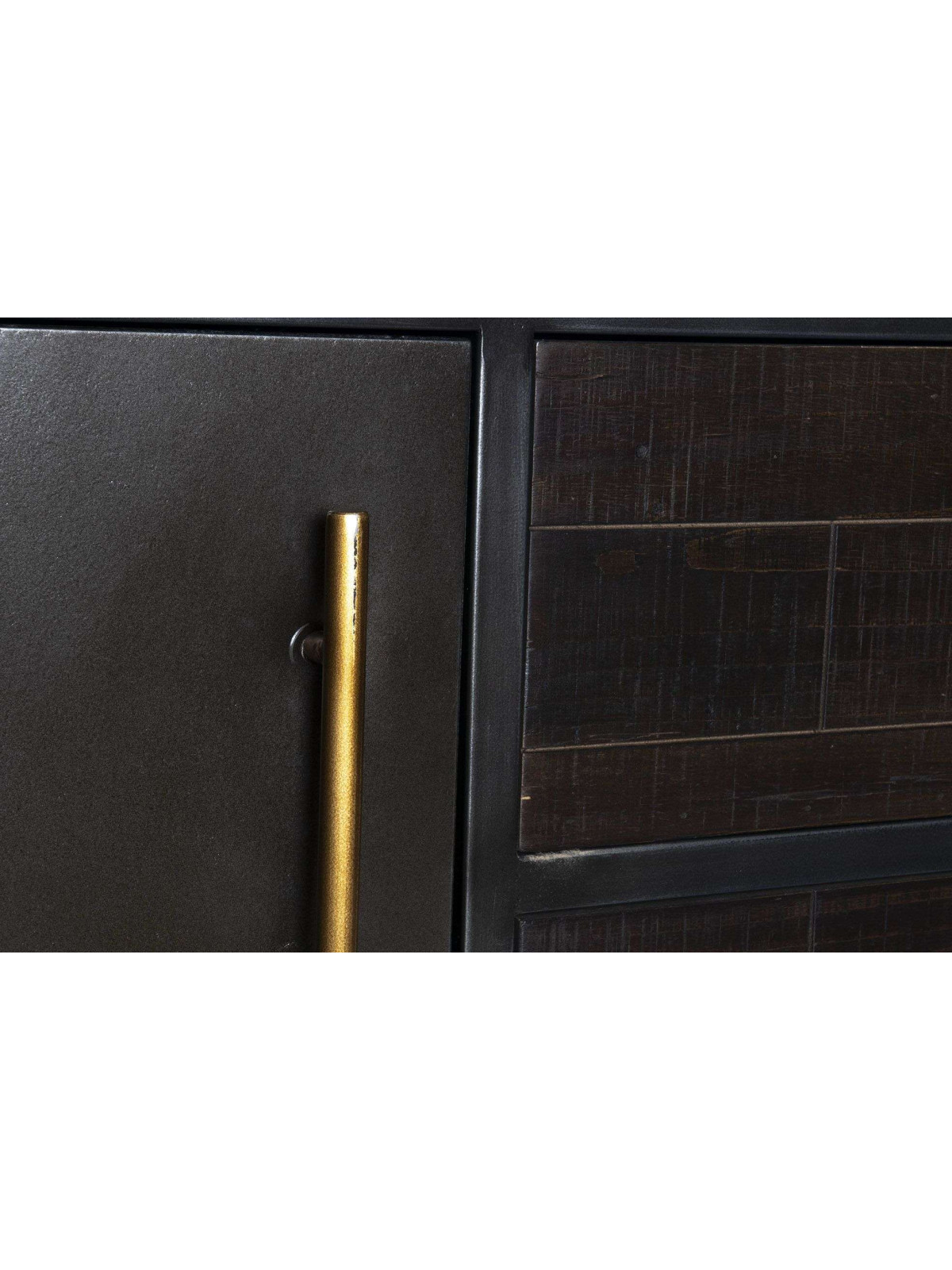 Grand buffet industriel 160 cm métal noir et bois