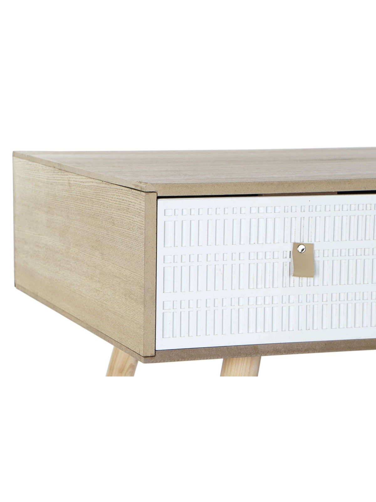 Bureau scandinave 2 tiroirs 110x58x85 cm blanc mat et naturel