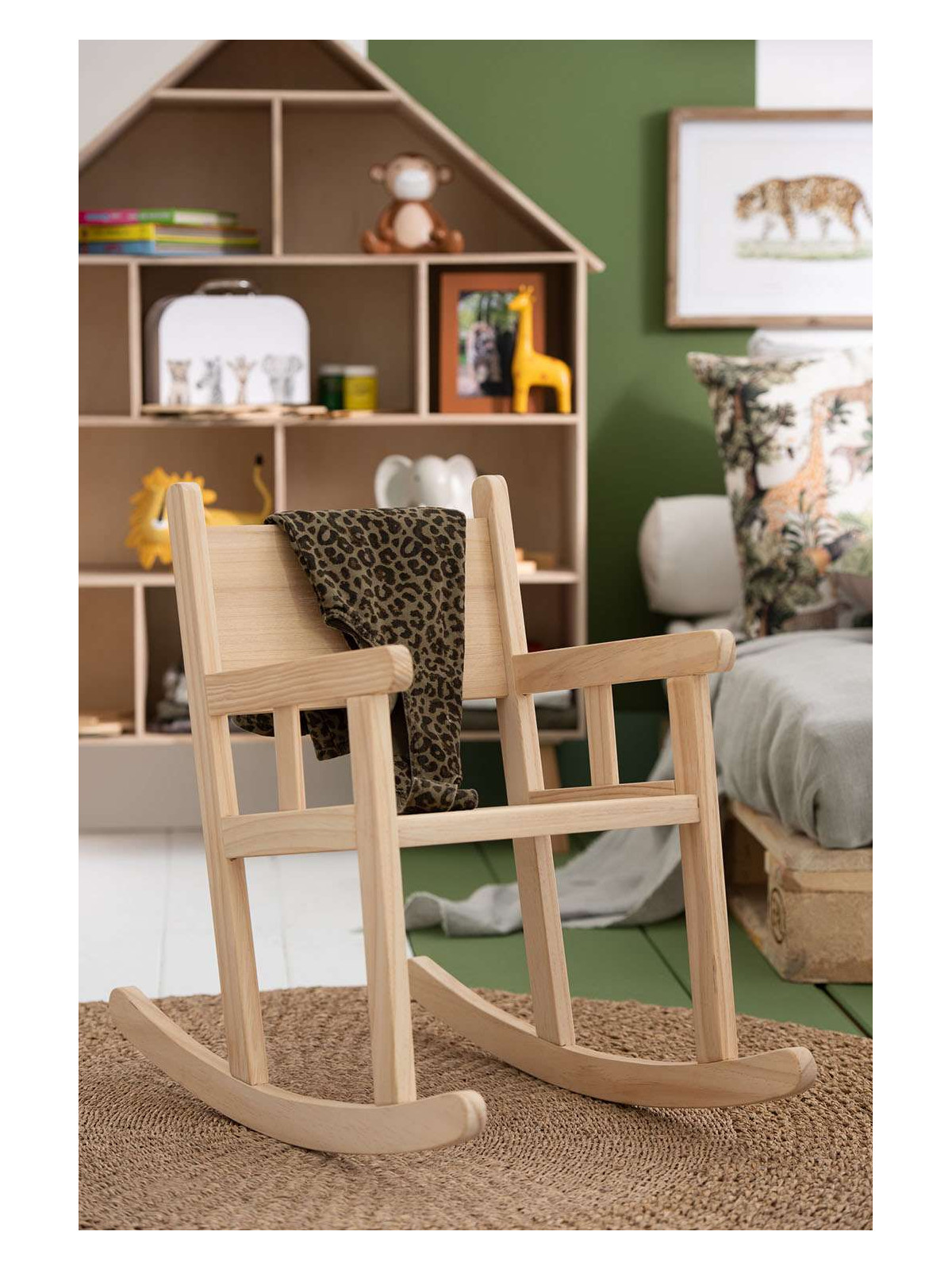 Chaise à bascule enfant en bois naturel