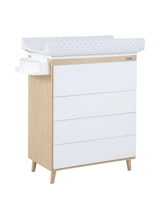 Commode à langer en bois naturel et blanc